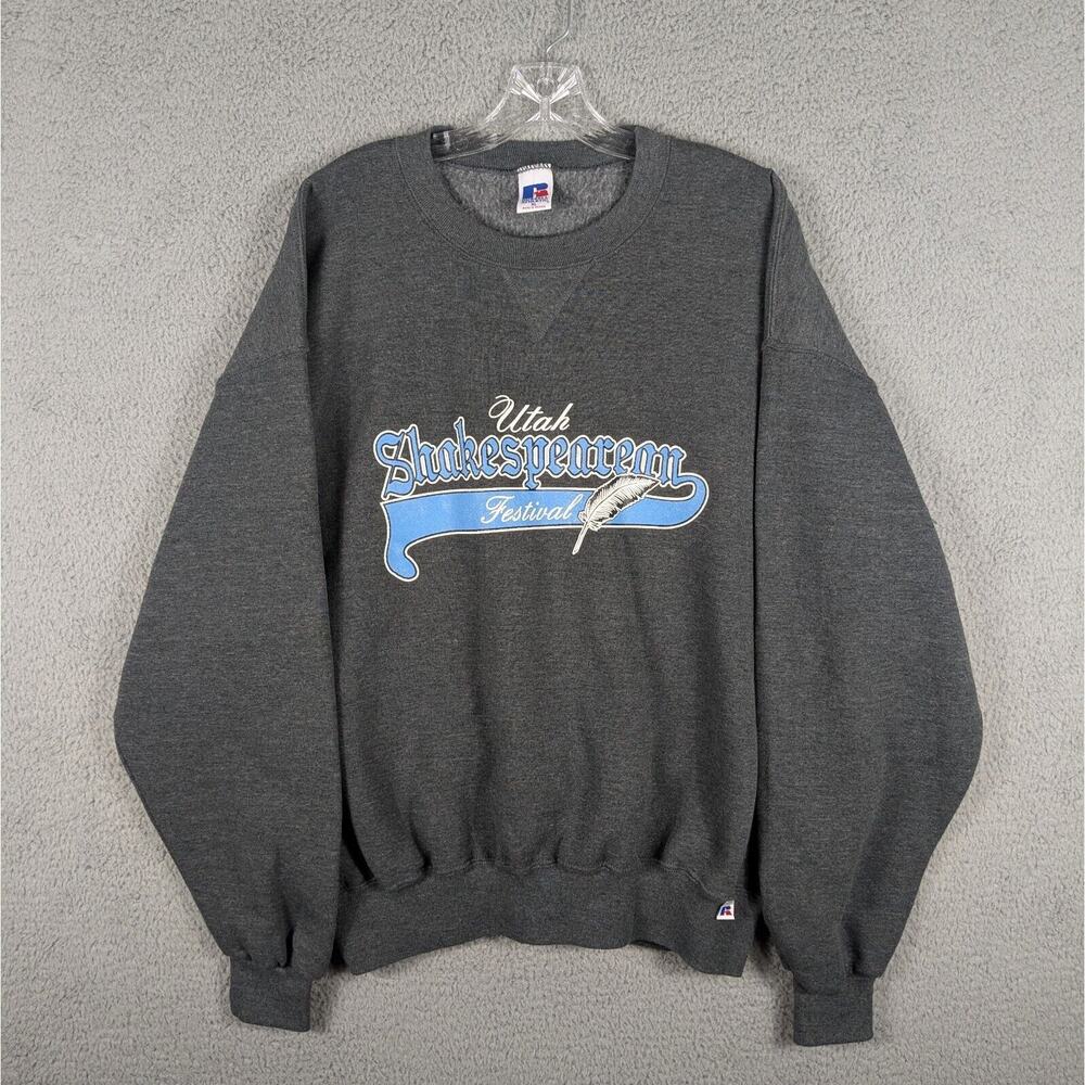 Vintage Russell Athletic Sweatshirt Men's XL Gray Utah Shakespeare Festival Y2K